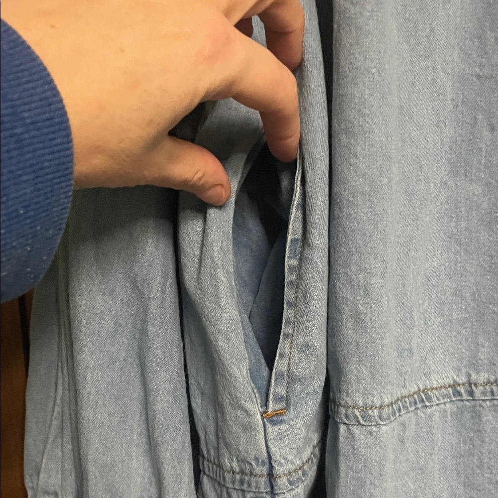 Women's Long Sleeve Denim Dress - Picture 2 of 5